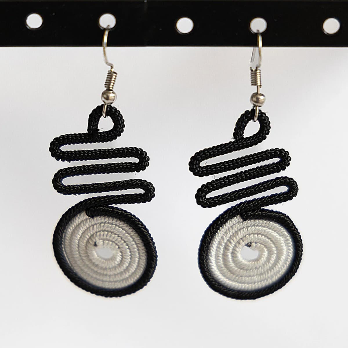 Two-Tone Zigzag Spiral Earrings