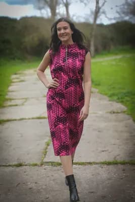 Pink animal print sheath dress — 1